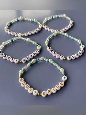 NAUTI BRIDE Mint and White Beaded Handmade Bracelet Set